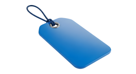 A blank blue tag isolated on transparent background
