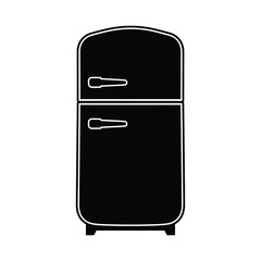 Retro refrigerator silhouette icon simple vintage appliance design kitchen object silhouette