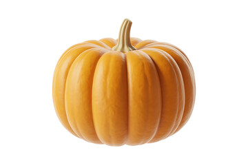 Obraz premium Round orange pumpkin with a sturdy stem, a symbol of autumn harvest and seasonal festivities.