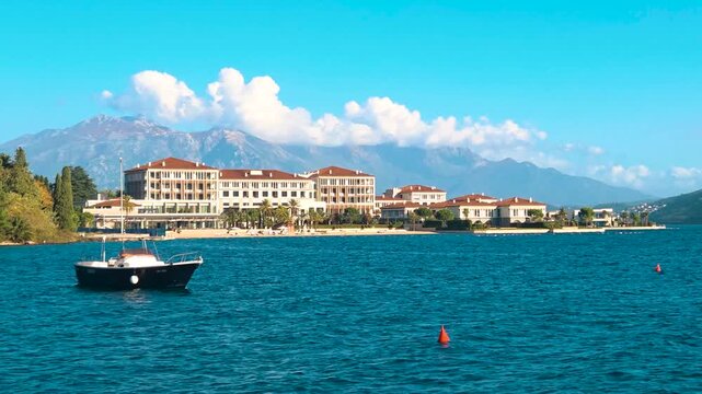 view to the luxury resort Portonovi at Bay of Kotor. Montenegro