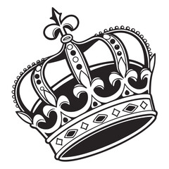 Fototapeta premium Detailed Black and White Royal Crown Illustration Keywords: crown, royal, king, queen, royalty
