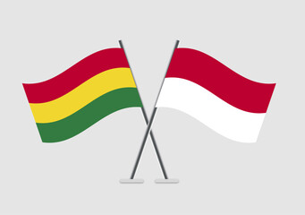 Bolivia and Indonesia vector flags art symbolizing unity
