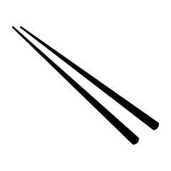 Chopsticks silhouette. Chinese and japanese cutlery made of wood and steel with simple minimalist design