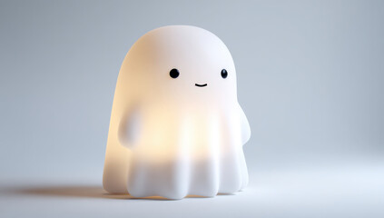Fototapeta premium Adorable Illuminated Ghost Night Light Soft Glow Toy Figure Decoration Cute Home Decor