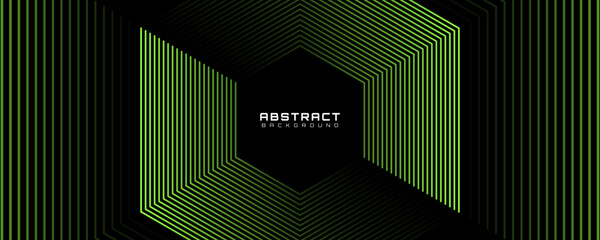 3D techno abstract background overlap layer on dark space with hexagon lines effect decoration. Modern graphic design element green stripes style concept for web, art, flyer, card, or brochure cover