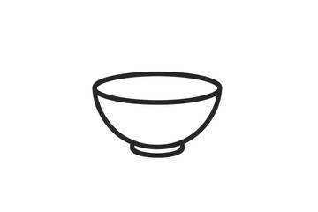 Empty bowl black outline depicting kitchenware and food utensils, simple graphic design icon for healthy eating concepts