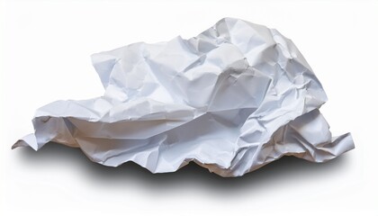 Obraz premium A Piece Of Crumpled Wrinkled White Office Paper Isolated On Transparent Background Remove Png Clipping Path Pen Tool