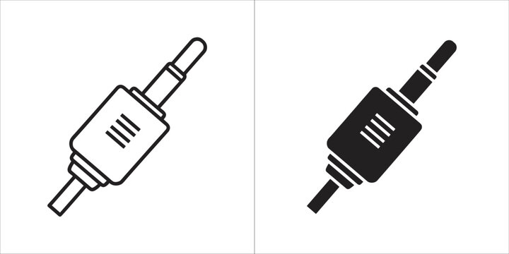 Two audio jack connectors, one outlined and one solid black