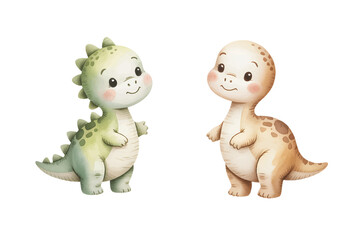 Naklejka premium Cute watercolor dinosaurs illustration for baby nursery party.