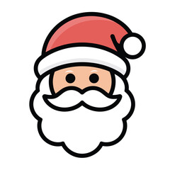 Cheerful Santa Claus Face with Festive Hat and White Beard Symbolizing the Holiday Season and Christmas Spirit Vector Illustration
