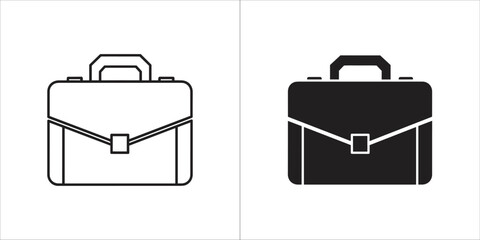 Two icons of a briefcase, one outline and one filled