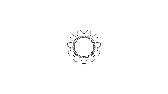 Simple black outline drawing of a gear with a textured inner circle on a white background
