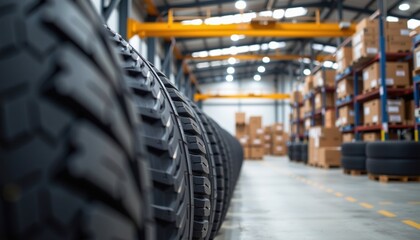 Efficient Warehouse Operations for Tire Management High-Quality Tire Storage Organized Environment Industrial Viewpoint