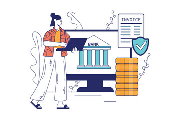 Each illustration is outlined with clean lines and includes subtle decorative elements like plants or icons (e.g., money, books, or hearts). The image is ideal for use in Adobe Stock as a versatile se