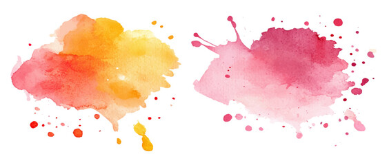 Set of colorful vibrant paint splash texture. Set of watercolor circles multicolored, Colors watercolor paint stains vector backgrounds.		