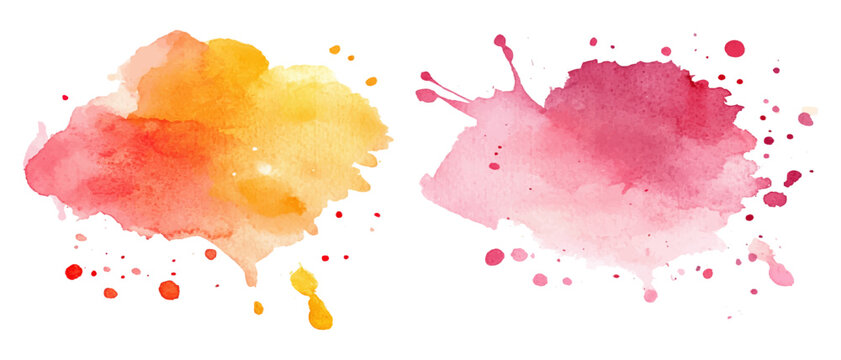 Set of colorful vibrant paint splash texture. Set of watercolor circles multicolored, Colors watercolor paint stains vector backgrounds.		