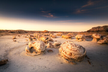 The alien eggs in bisti badland at golden hour