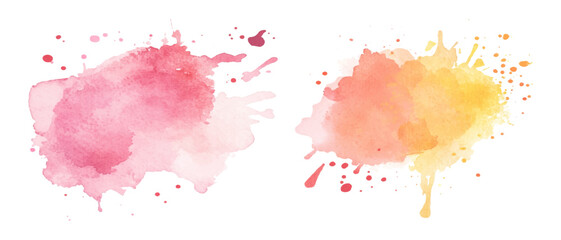 Set of colorful vibrant paint splash texture. Set of watercolor circles multicolored, Colors watercolor paint stains vector backgrounds.		