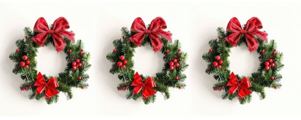 Christmas wreath signs isolated on white, perfect for holiday greeting cards, seasonal promotions, festive designs, and digital marketing campaigns.