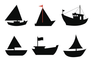 Sailing and Fishing Boat Silhouettes Collection