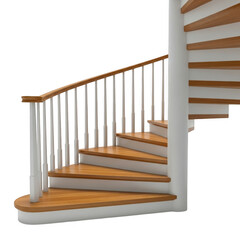 Naklejka premium Modern spiral staircase with wooden treads and metal balusters for interior design transparent background