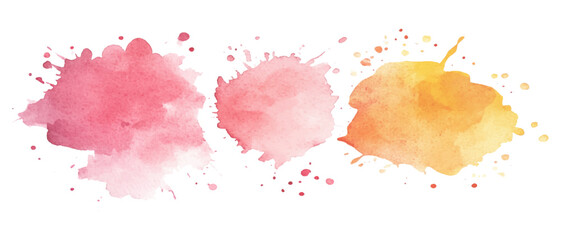 Set of colorful vibrant paint splash texture. Set of watercolor circles multicolored, Colors watercolor paint stains vector backgrounds.		