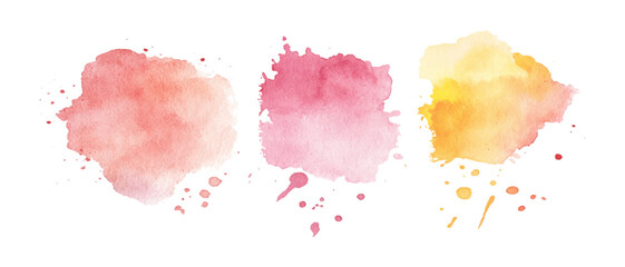 Set of colorful vibrant paint splash texture. Set of watercolor circles multicolored, Colors watercolor paint stains vector backgrounds.		