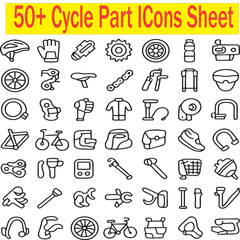 50+ Cycle Part ICons Sheet