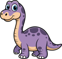 Cartoon purple dinosaur, friendly prehistoric creature, kids educational illustration, cute dino character, smiling animal art, fantasy Jurassic theme drawing