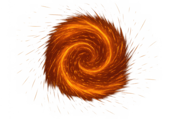 Glowing fire vortex swirling, abstract magical portal creating fantasy energy effect on transparent background