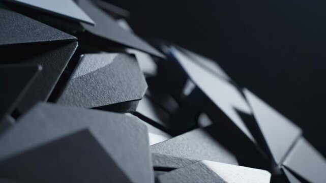 Abstract Metallic Triangles Rotating Slowly in Seamless Loop Background