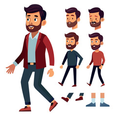 Versatile man character generator bundle with multiple poses and customization options