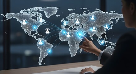 Dynamic global connections for your business concept with a professional touch, visualize international teamwork and networking on an interactive world map