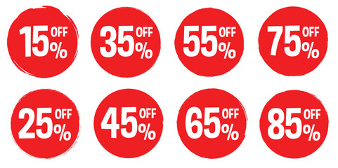 Set of special offer labels in red isolated on white background. Vector illustration