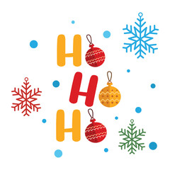 Festive Christmas illustration featuring joyful holiday elements like Santa, snowman, reindeer, trees, snowflakes, and cheerful typography. Perfect for greeting cards, posters, invitations, t-shirts, 