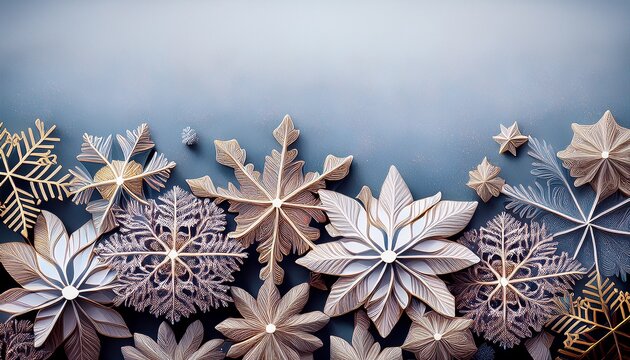 Abstract Christmas Top Snowflake Seamless Border