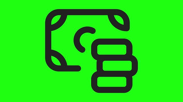 Wallet and money stack on green background