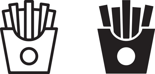 fries icon duo outline and solid silhouette vector set for ui branding and menu design