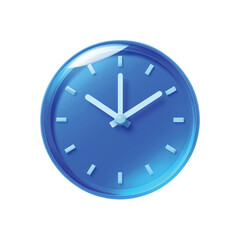 Blue wall clock with hour and minute hands showing time, isolated on a white background as a business symbol illustration