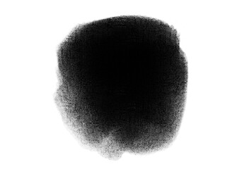 Black ink brush stroke stain abstract artistic graphic design element on white background