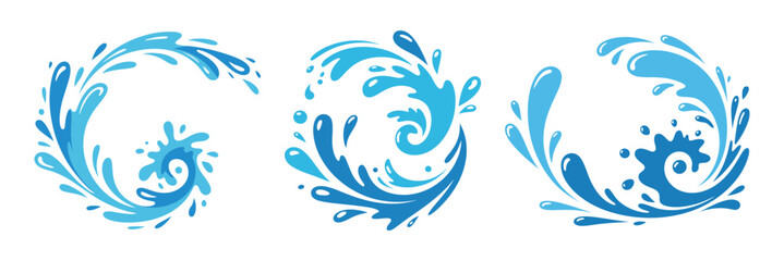 Set Of Blue Water Splash Vector Elements Illustrations clean composition isolated high quality vector professional minimal