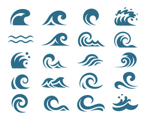 Wave Icons Set: Sea & Water Ocean Graphic Elements