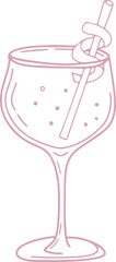 Minimal wine glass outline filled with whimsical color.