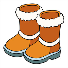 A cute and cozy pair of warm knitted winter socks with a simple striped pattern, isolated vector graphic
