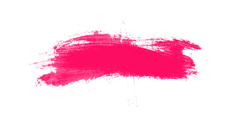 Pink paint brush stroke on a clean white background. Vibrant grunge smear texture for modern artistic design projects. Bold abstract paint mark for creative graphics and layouts.