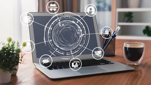 Cyber security icons show cyber attack defense, malware protection, and data security. Cybersecurity prevents hacking, ensures safety, and strengthens cyber attack resilience. Gist