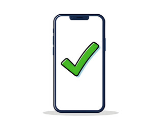 green, yes, check, mark, button, mobile, vector, illustration, icon, smartphone, confirmation, success, approve, correct, ok, accept, verified, digital, screen, app, interface, minimal, flat, line, ou