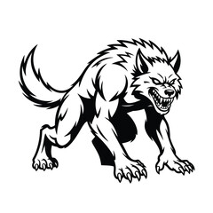 Fototapeta premium Fierce werewolf monster with sharp teeth and claws