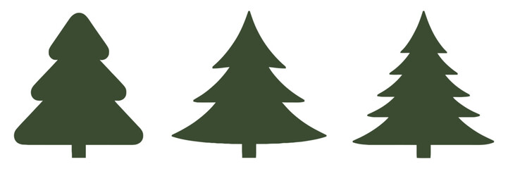 Fototapeta premium Christmas Tree Set Vector Illustration of Green Fir and Pine Trees for Winter Holiday Decoration and Celebration