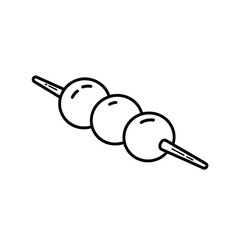 Simple line drawing of three dango balls on a skewer